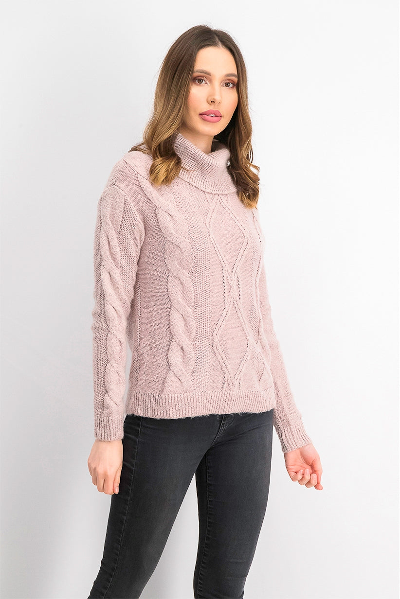Charter Club Women's Petite Cable-Knit Sweater Pink Size Medium
