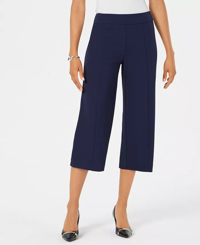 JM Collection Women's Cropped Pull-On Pants Blue Size Large