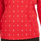 Karen Scott Women's Anchor Print V Neck Top Red Size Small
