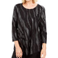 JM Women's Collection Printed Scoop-Neck Top Black Size Small