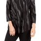 JM Women's Collection Printed Scoop-Neck Top Black Size Small