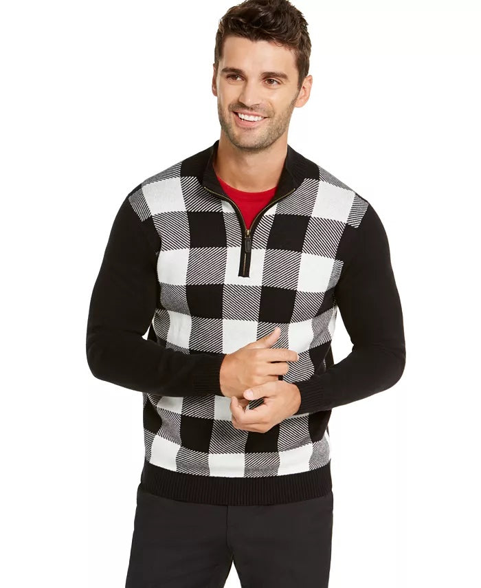 Charter Club Men's Buffalo Check Family Sweater White Size Medium
