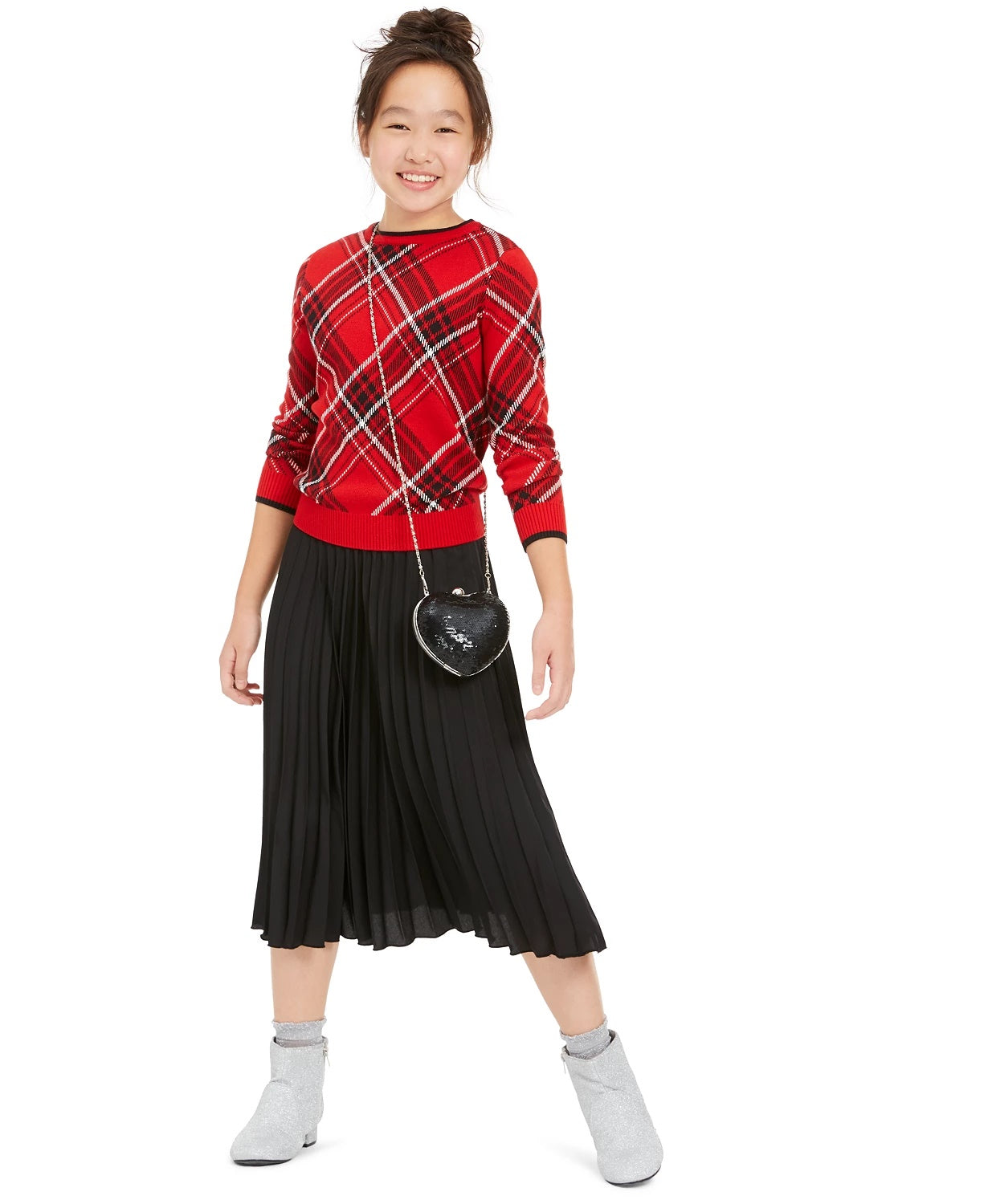 Charter Club Big Girls Plaid Family Sweater Red Size Small