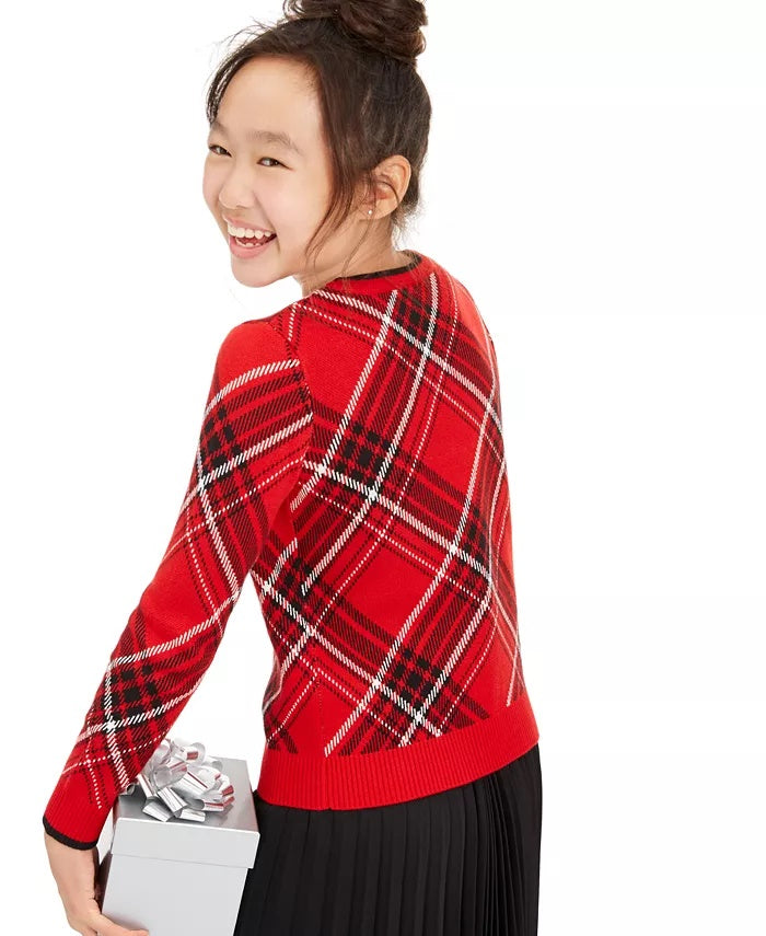 Charter Club Big Girl's Plaid Family Sweater Red Size X-Large