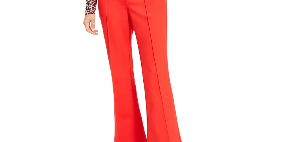 Bar III Women's Cropped Kick Flare Pants Red Size 4