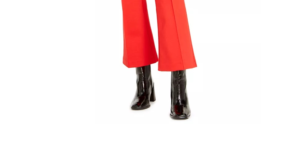 Bar III Women's Cropped Kick Flare Pants Red Size 4
