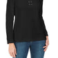 Karen Scott Women's Lace-Up French Terry Sweatshirt Black Size Small
