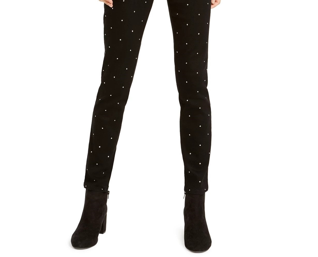 Bar III Women's Ankle Studded Skinny Jeans Black Size 2