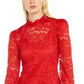INC International Concepts Women's Lace Blouson Top Dark Red Size Extra Small