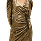 INC International Concepts Women's Puff Sleeve Velvet Wrap Dress Gold Size Medium