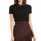 Maison Jules Women's Contrast-Print Collar Top Black Size Small