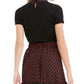 Maison Jules Women's Contrast-Print Collar Top Black Size Small