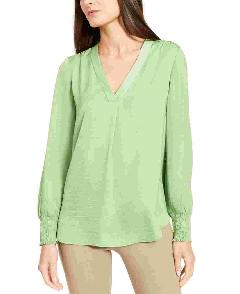 Alfani Women's V Neck Top Green Size Medium