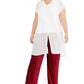 Alfani Women's Split Front Tunic Top White Size 1X