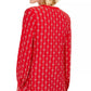 Charter Club Women's Printed Split Neck Top Red Size Large