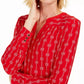 Charter Club Women's Printed Split Neck Top Red Size Large