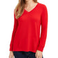 Charter Club Women's French Terry V Neck Tunic Red Size Medium