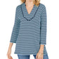 Charter Club Women's Striped 3/4 Sleeve Top Navy Size XX-Large