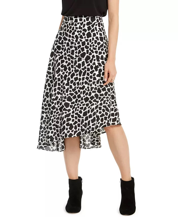 आईएनसी इंटरनेशनल कॉन्सेप्ट्स महिलाओं का धब्बेदार असममित मिडी स्कर्ट काला आकार 4