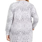 Ideology Women's Plus Size Snakeskin-Print Pocketed Tunic White Size 1X