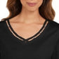Karen Scott Women's Cotton Open-Trim V-Neck T-Shirt Black Size Medium