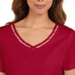 Karen Scott Women's Cotton Open-Trim V-Neck T-Shirt Bright Red Size Medium