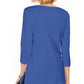 Karen Scott Women's Cotton Studded Split Neck Top Blue Size Small