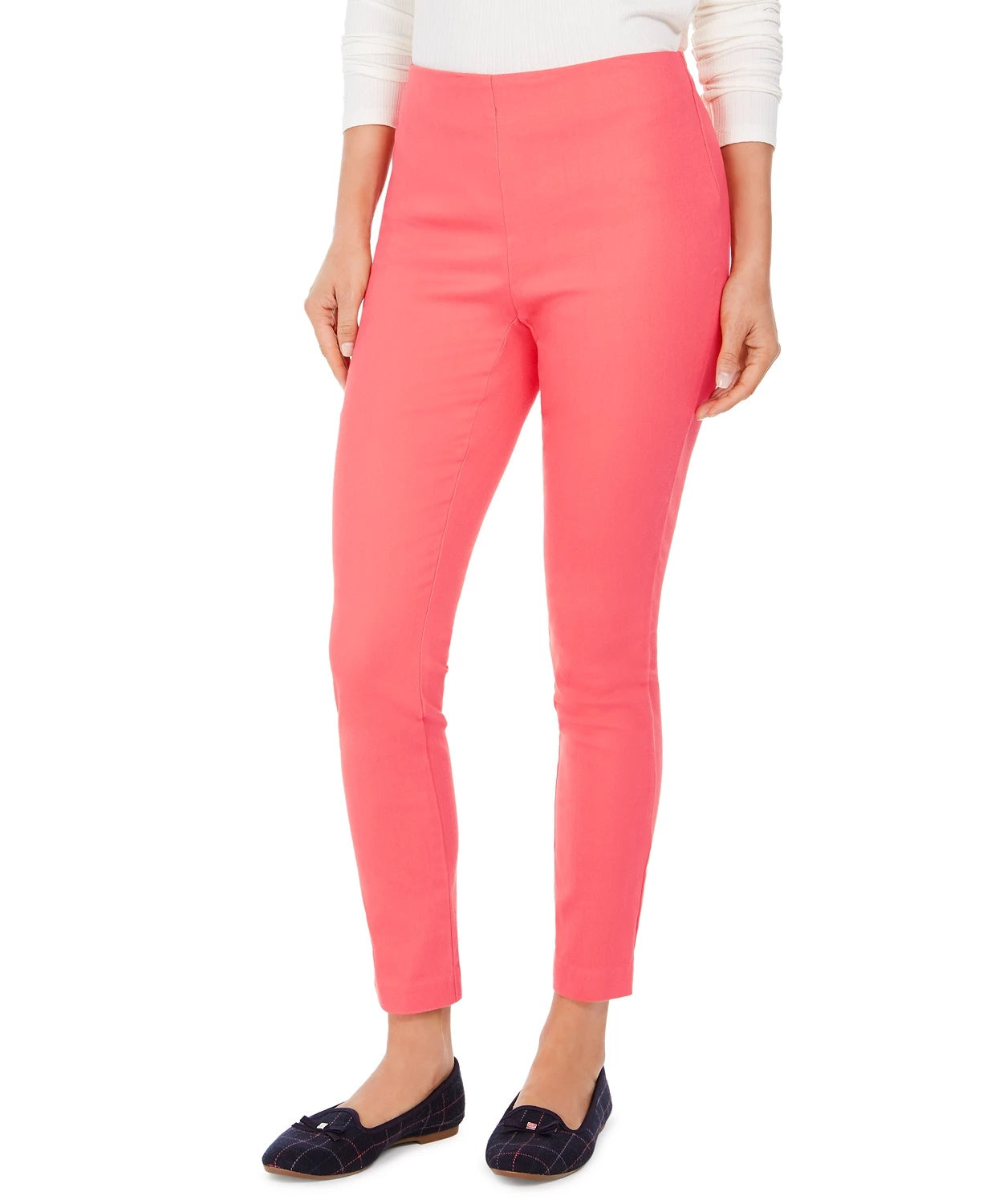 Charter Club Women's Chelsea Twill Tummy-Control Cropped Pants Red Size 18