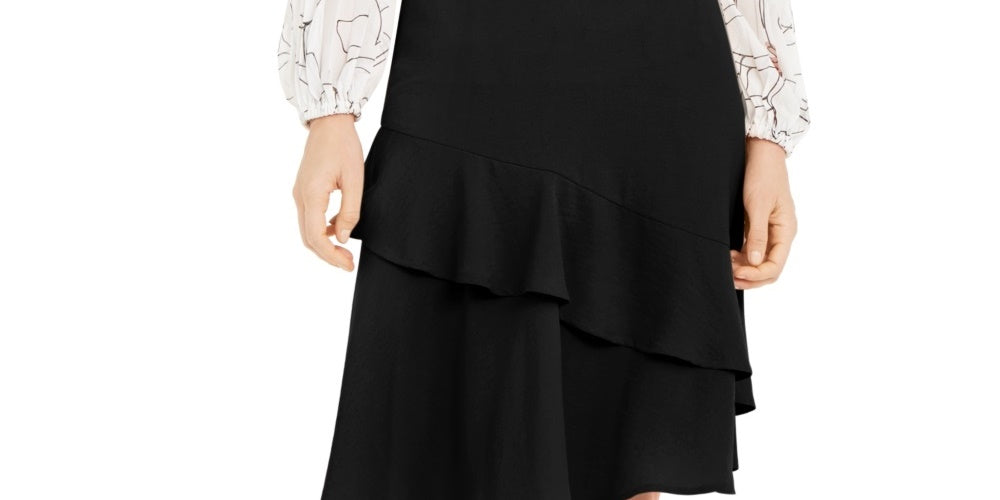Alfani Women's Petite Tiered Ruffled Skirt Black Size 6 P