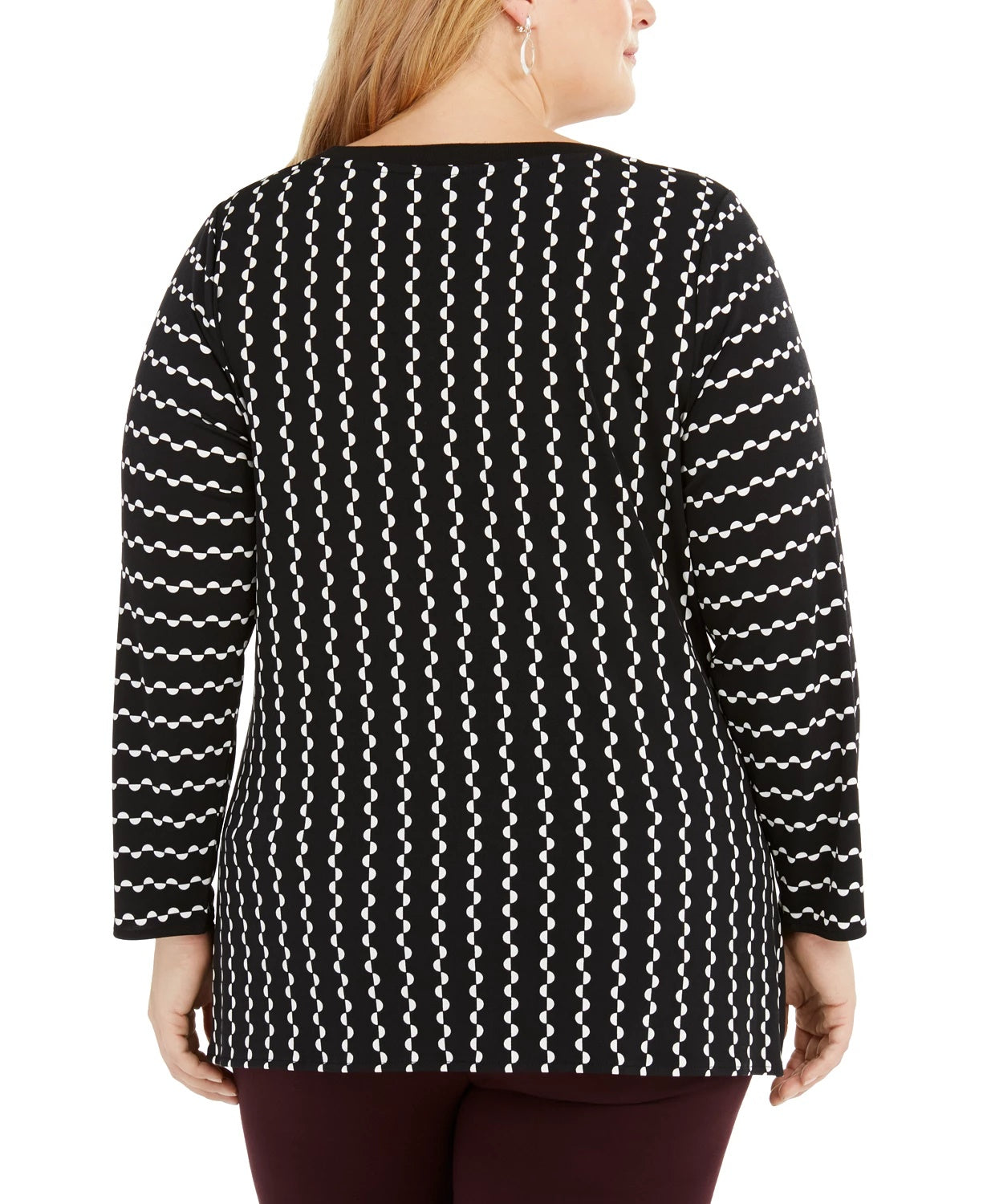 Alfani Women's Plus Size Printed Tie-Waist Top Black Size 1X