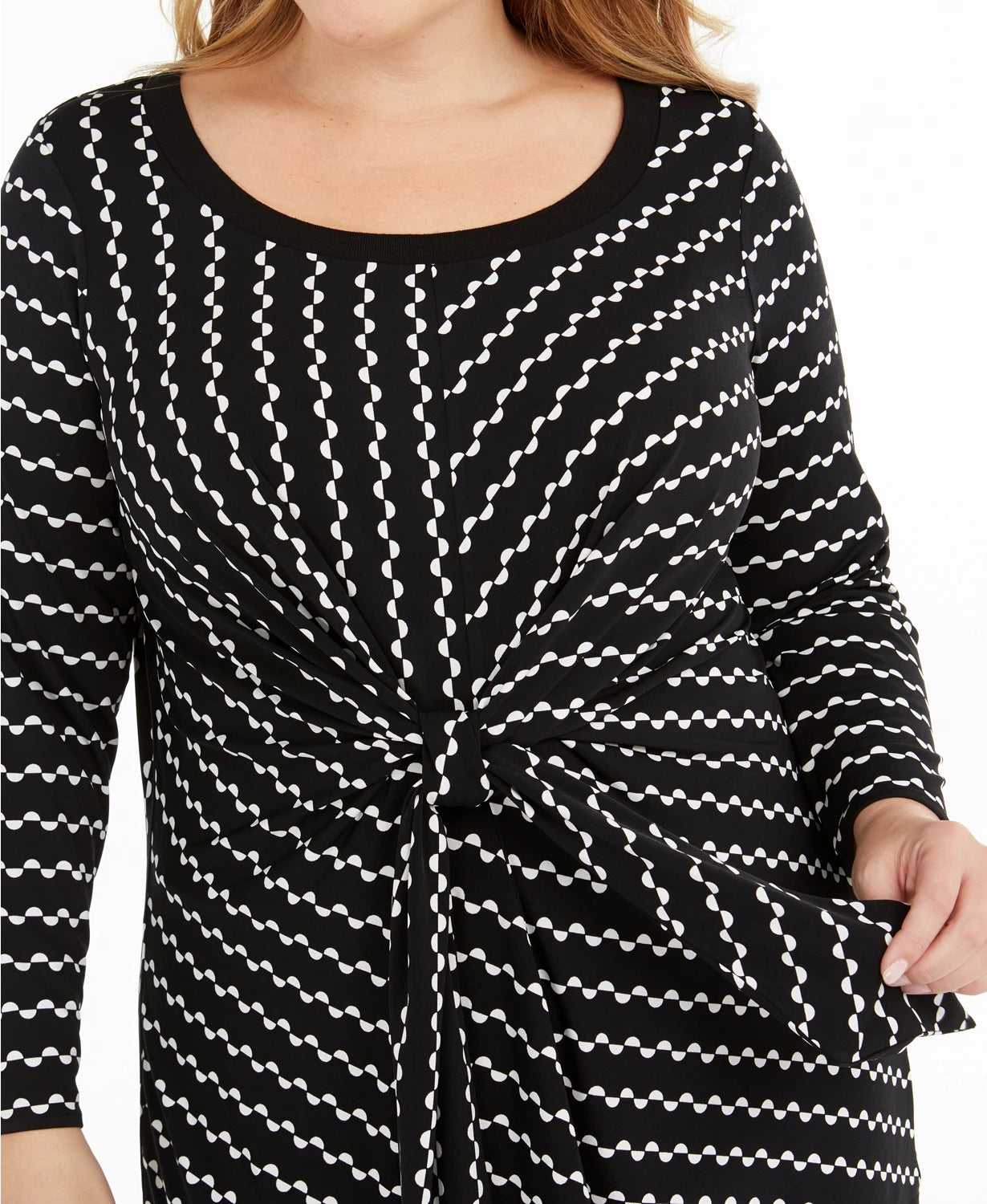 Alfani Women's Plus Size Printed Tie-Waist Top Black Size 1X