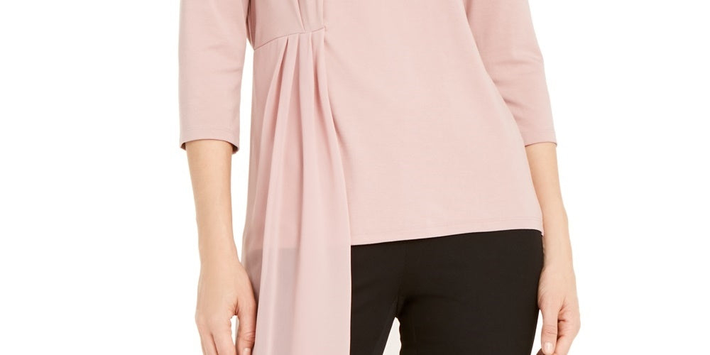 अल्फ़ानी विमेन शीयर असिमेट्रिकल-ओवरले टॉप गहरा गुलाबी साइज़ XX-लार्ज