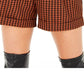Bar III Women's Becca Tilley X Powersuit Gingham Belted Shorts Orange Size 14