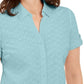 Karen Scott Women's Cotton Embroidered Shirt Blue Size Small