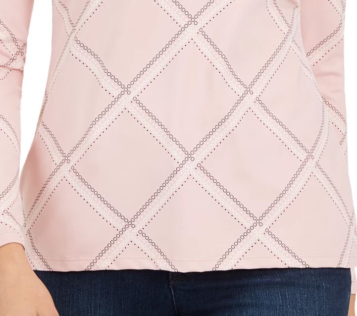Charter Club Women's Printed Mock Neck Top Pink Size Petite Small