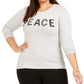 Style & Co Women's Embellished Long Sleeve Top Grey Size 2X