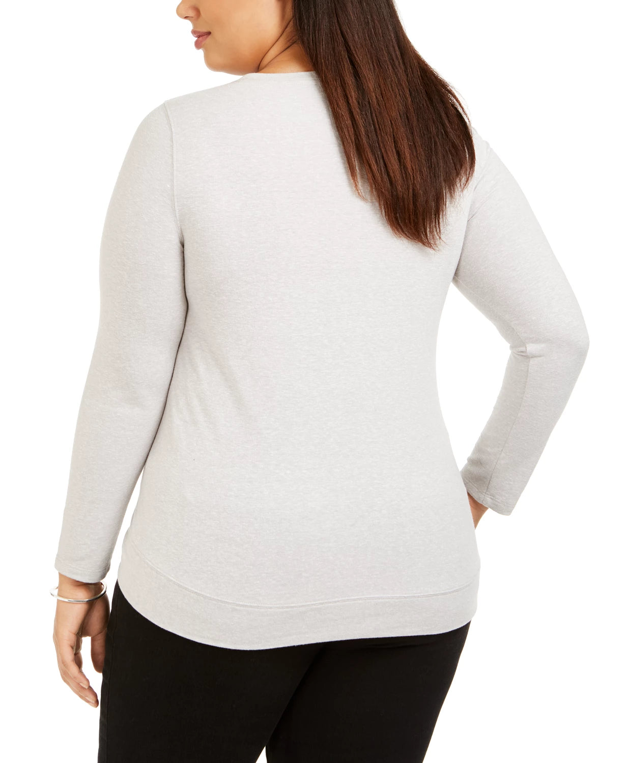Style & Co Women's Embellished Long Sleeve Top Grey Size 2X