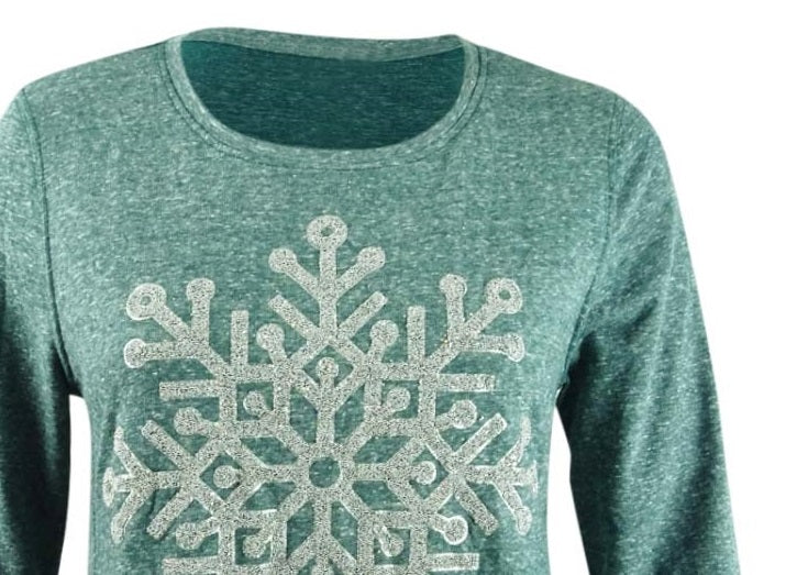 Style & Co Women's Snowflake Graphic Sweatshirt Green Size Medium