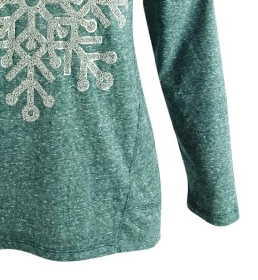 Style & Co Women's Snowflake Graphic Sweatshirt Green Size Medium