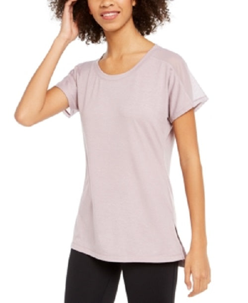 Ideology Women's Mesh-Trimmed T-Shirt Purple Size Small
