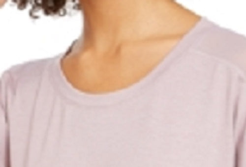 Ideology Women's Mesh-Trimmed T-Shirt Purple Size Small