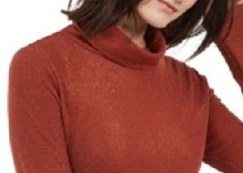 INC International Concepts Women's Orange Pinstripe Long Sleeve Turtle Neck Blouse Sweater Red Size XX-Large