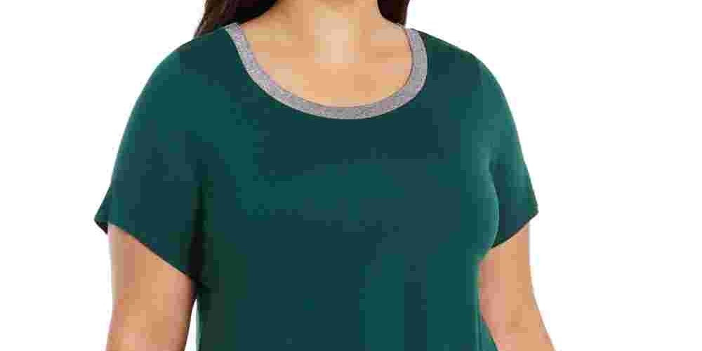Alfani Women's Metallic Neck Top Green Size 3X