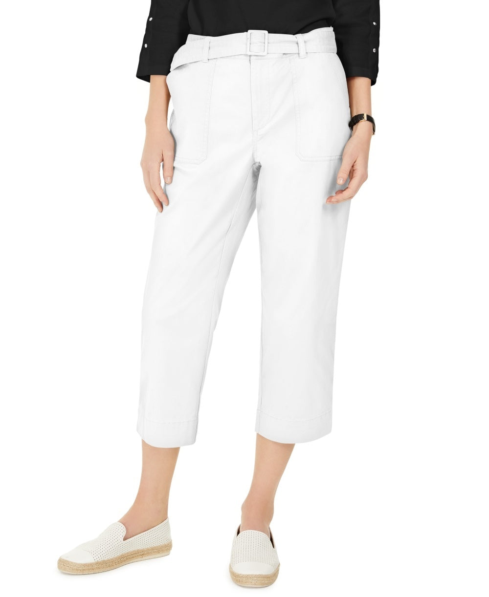 Charter Club Women's Cropped Twill Pants White Size 12