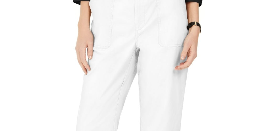 Charter Club Women's Cropped Twill Pants White Size 12