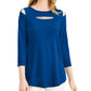 Alfani Women's Front Cutout Cold Shoulder Top Blue Size Medium