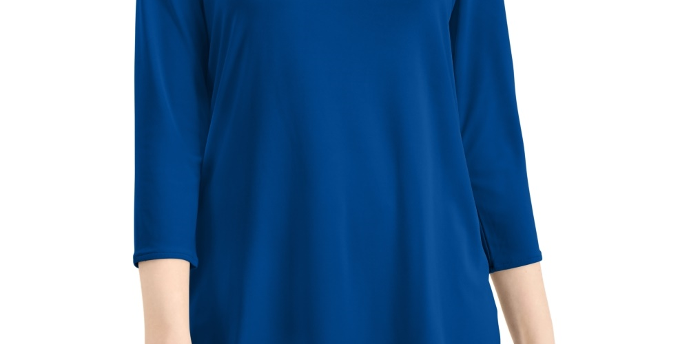 Alfani Women's Front Cutout Cold Shoulder Top Blue Size Medium