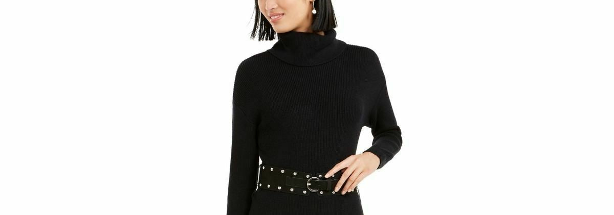 Bar III Women's Belted Sweater Dress Black Size X-Large