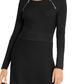 INC International Concepts Women's Zip Detail Fit & Flare Sweater Dress Black Size Medium