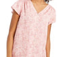 Style & Co Women's Floral Print Button Down Top Pink Size Small